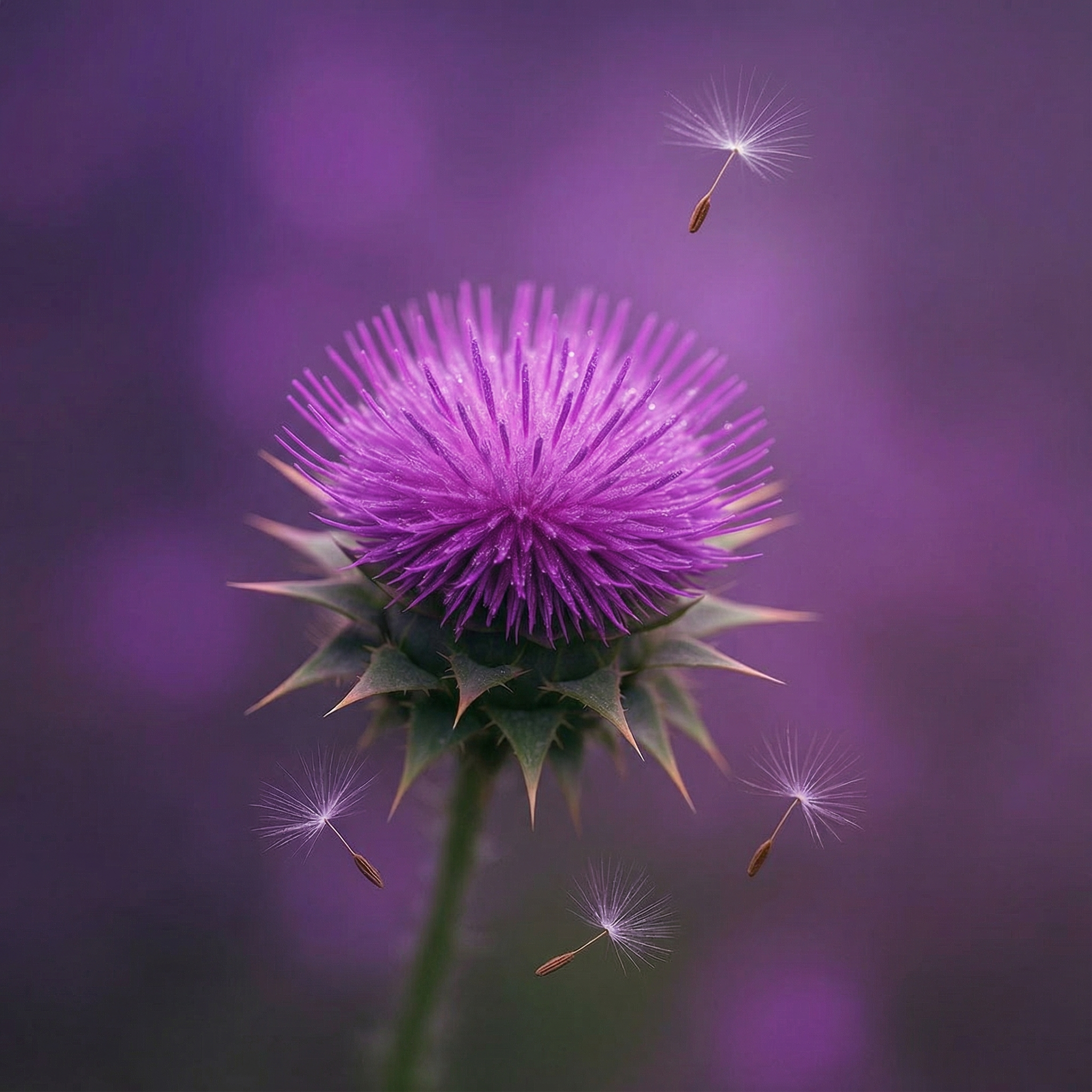 Fioletowy kwiat ostropestu plamistego