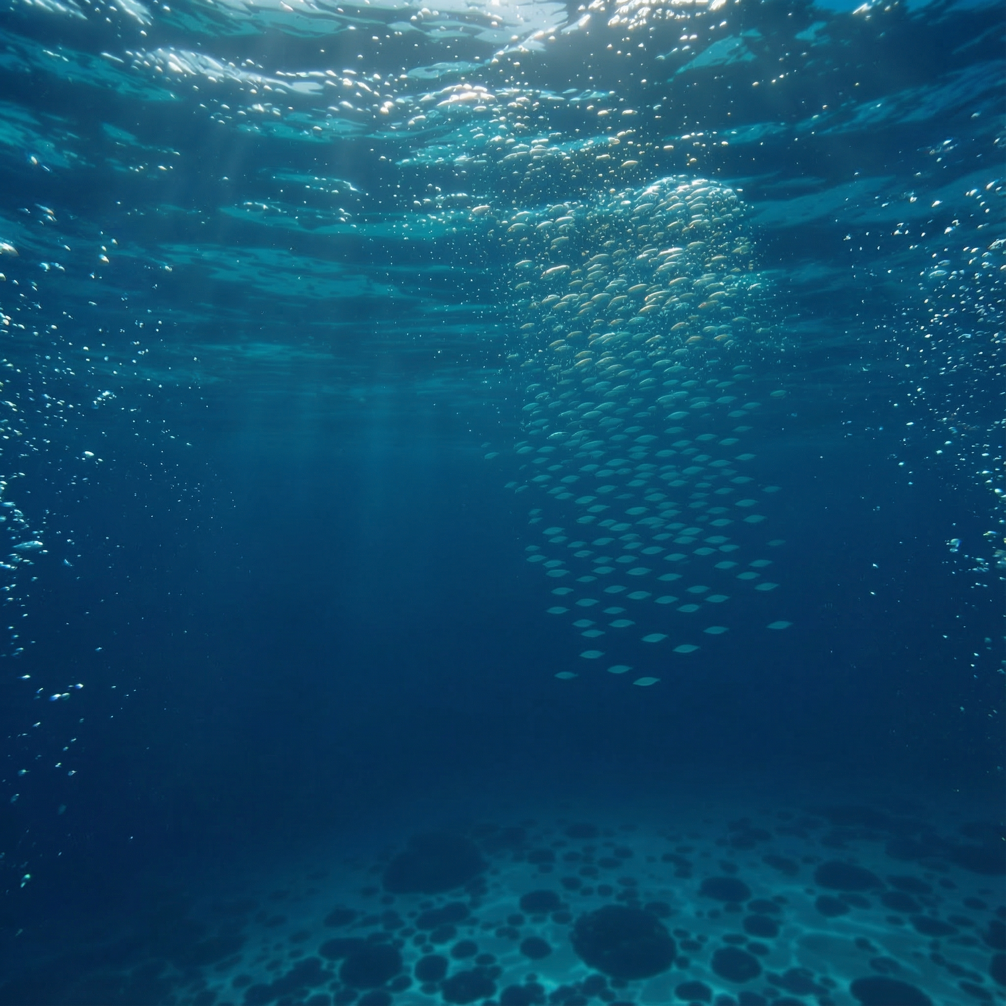 Ławica anchovy (sardeli peruwiańskiej) w oceanie - naturalne źródło omega-3